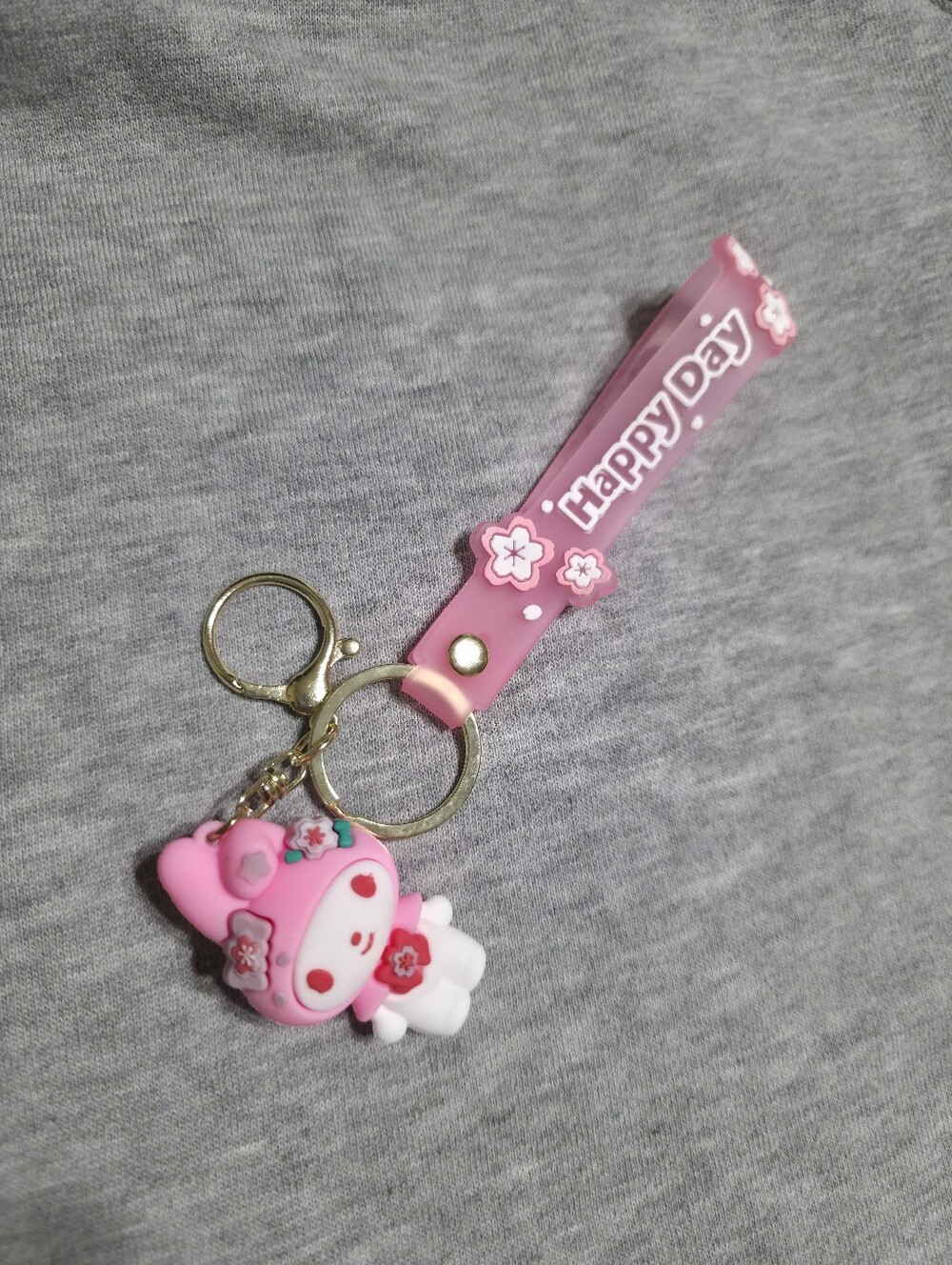 Pink 'Happy Day' Cute Character Keychain - Kids Toy